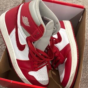 Red and White High-Top Sneakers